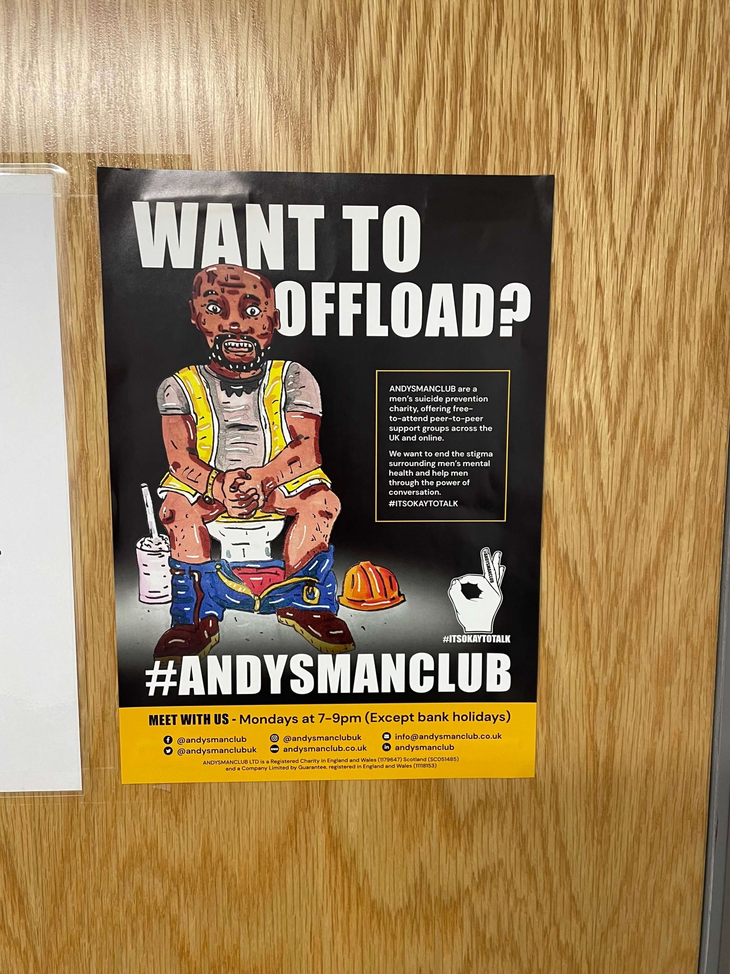 Andy's Man Club Toilet Door Poster - Flush Away Those Blues. 