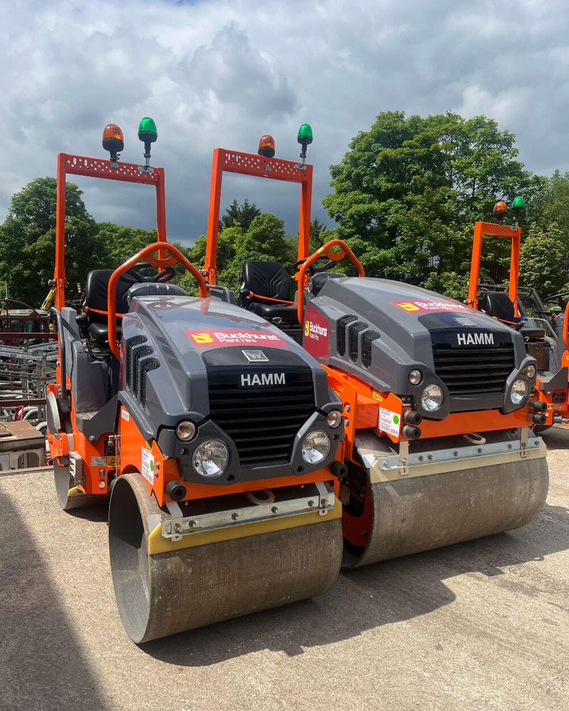 HAMM HD 12 Twin Drum Roller 1200mm at the Buckhurst Plant Hire Rossendale depot.